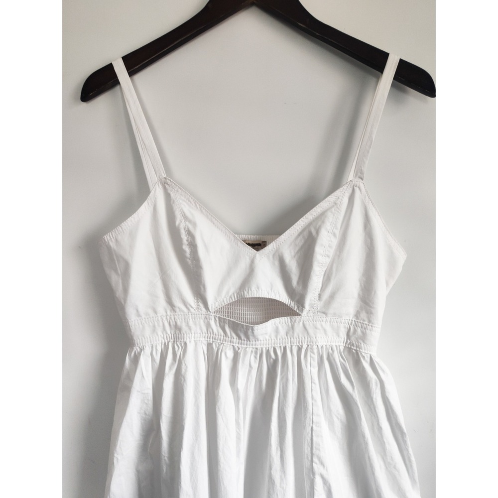 New Banana Republic Dress 6 Midi Strappy Empire Sundress Cutout White Cotton - Picture 5 of 9